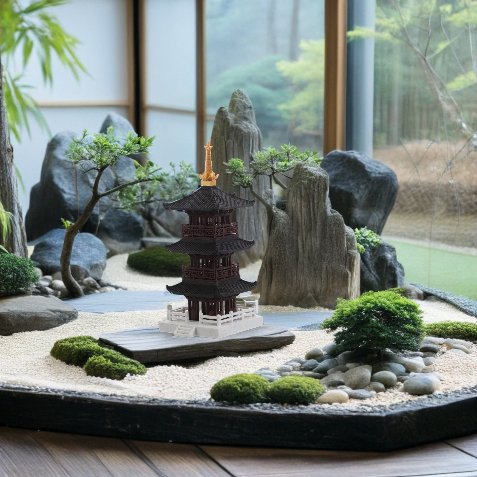Chinesische Pagoden-Skulptur,  – Bonsai Garden Set Up Bewertung und Preis